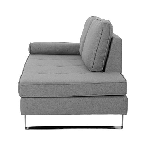 Christopher Knight Home Phelps Modern Fabric Chaise Loveseat, Grey, Silver