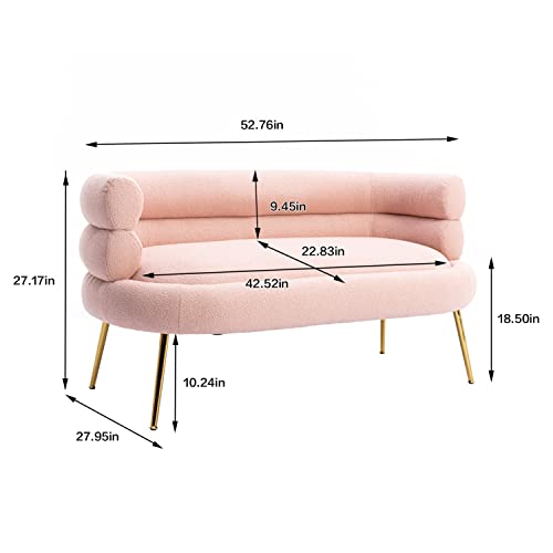 Modern Accent Loveseat Sofa, Upholstered Sofa Chair with Tufted Backrest, Padded Comfy Couch for Living Room, Pink