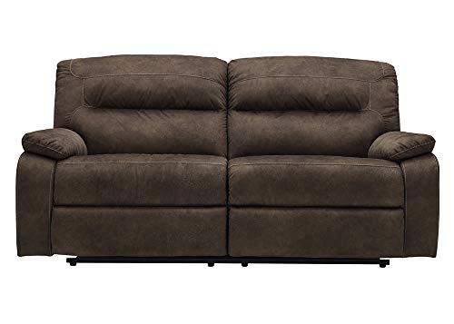 Signature Design by Ashley Bolzano Faux Leather Upholstered 2 Seat Manual Reclining Sofa, Brown