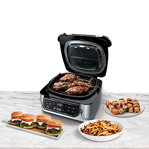 Ninja Foodi Pro 5-in-1 Indoor Integrated Smart Probe, 4-Quart Air Fryer, Roast, Bake, Dehydrate, an Cyclonic Grilling Technology, with 4 Steaks Capacity, in a Stainless Finish
