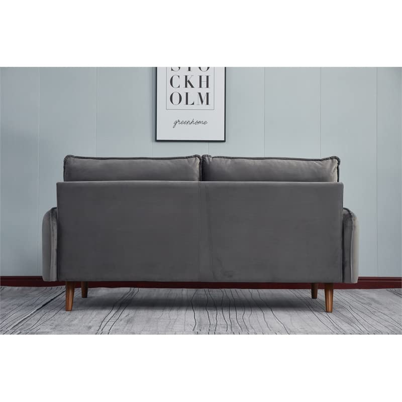 Kingway Furniture Baron Velvet Living Room Sofa in Gray