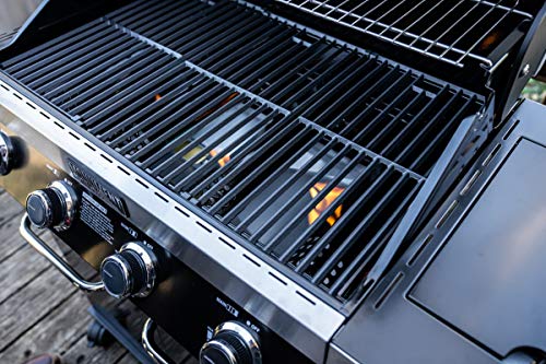 Monument Grills 4 Burner Propane Gas Grill, Black ,LED Controls,Side Burner,USB Light-13892