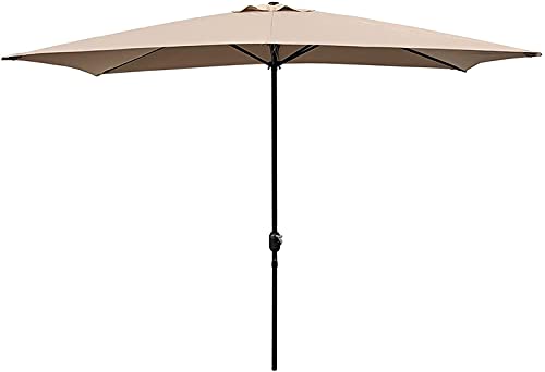 ンリアンに聞-花ラック Outside Umbrella for Patio Patio Umbrella Outdoor Patio Umbrella Rectangular with Crank(Color:Tan)