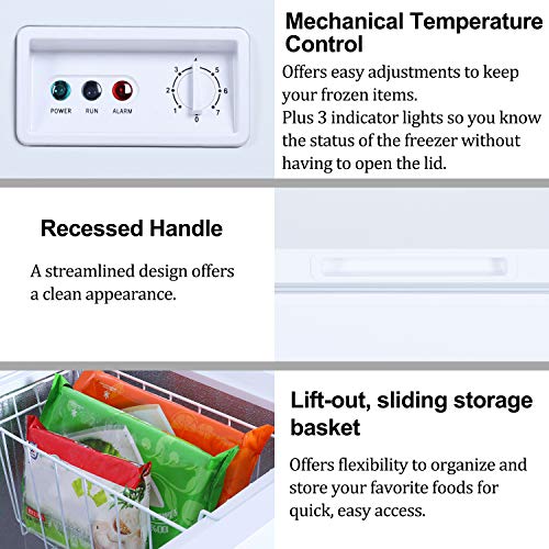 WALSH WSF70CWED01 Manual Defrost Deep Chest Freezer, Mechanical Temperature Control, 7.0 Cu.Ft, White, 7 Cu Ft