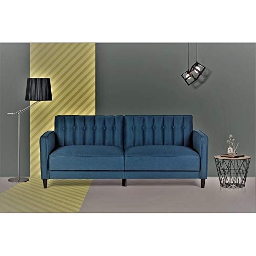 US Pride Furniture Grattan Luxury Velvet Upholstered Sofa Bed Ocean Blue