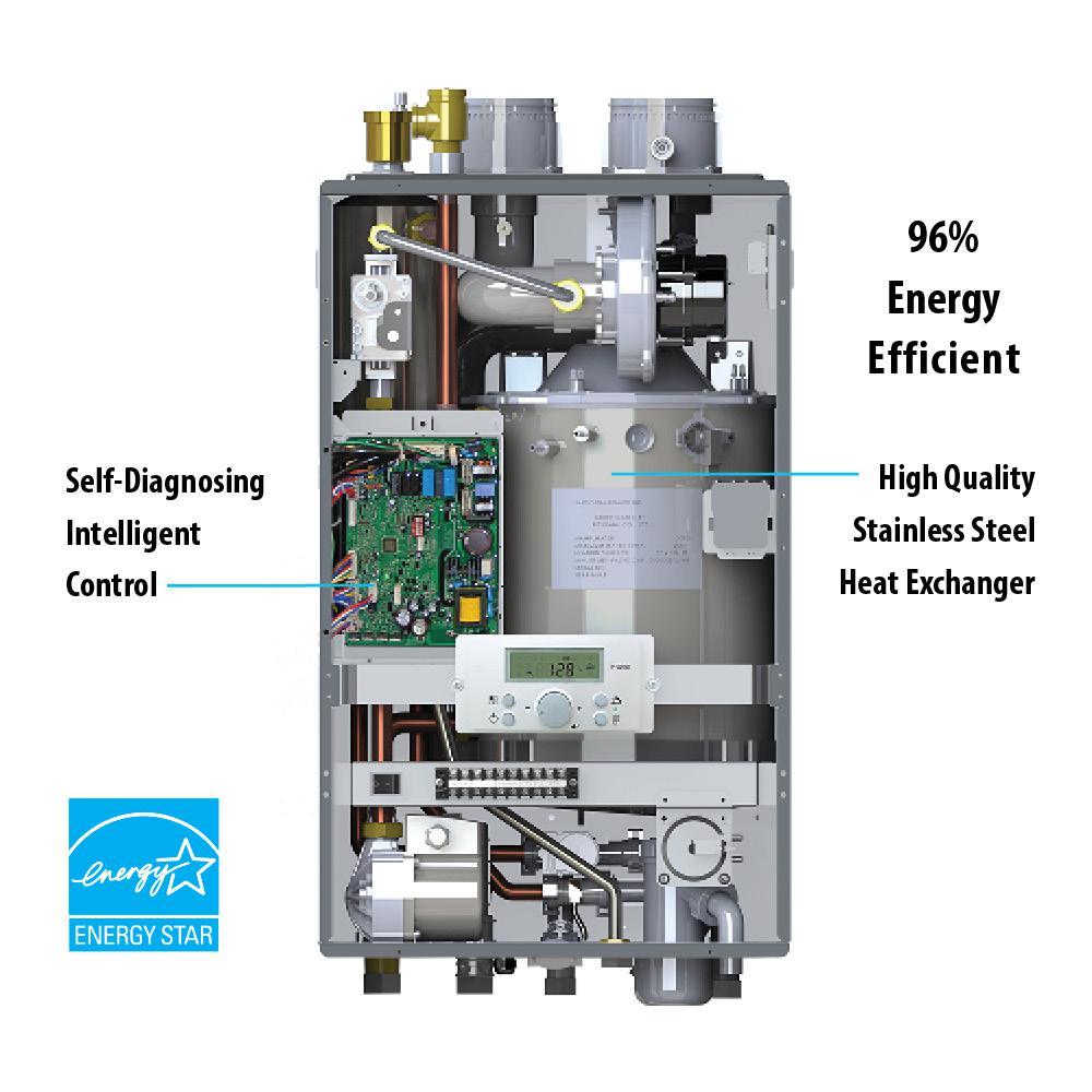 Westinghouse WBRCLP140W Condensing 96% 140,000BTU Combination Liquid Propane Wall-Mount Boiler/Heater New
