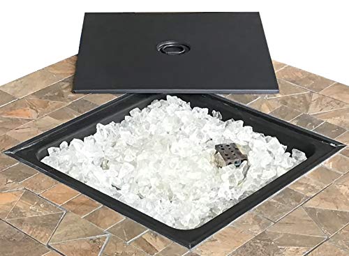 Hiland AFP-STT Slate Tile Top 40,000 BTU Propane Fire Pit, Square Bronze