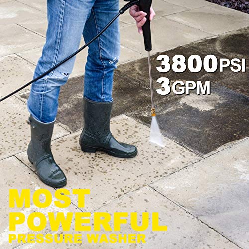 mrliance 3800PSI Electric Pressure Washer 2000W 3GPM High Pressure Power Washer Car Washer with Hose Reel, 5 Adjustable Nozzles, Soap Bottle
