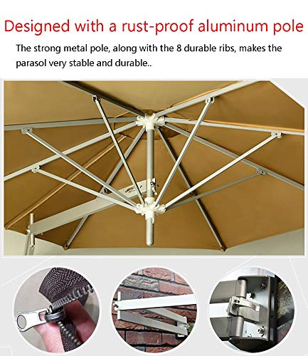 Umbrellas Wall Mount Patio Parasol Outdoor Garden Balcony Tilting Sunshade, Ø 7ft / 220cm (Color : Wine Red)