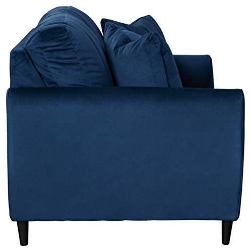 Signature Design by Ashley - Enderlin Velvet Loveseat w/ 2 Toss Pillows, Vibrant Blue