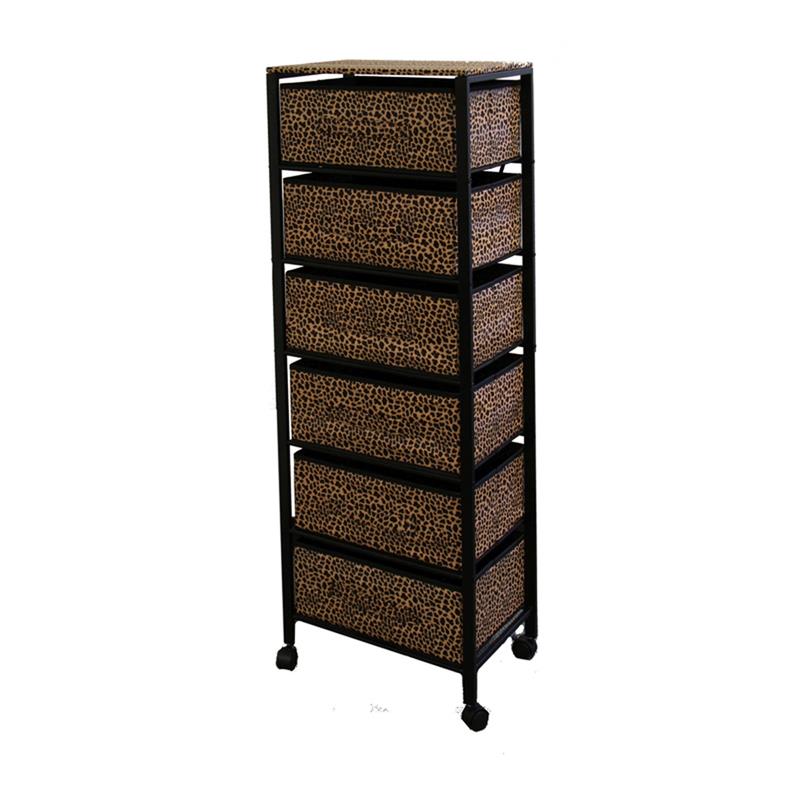 Metal Shelf with 6 Drawers with Zebra Print