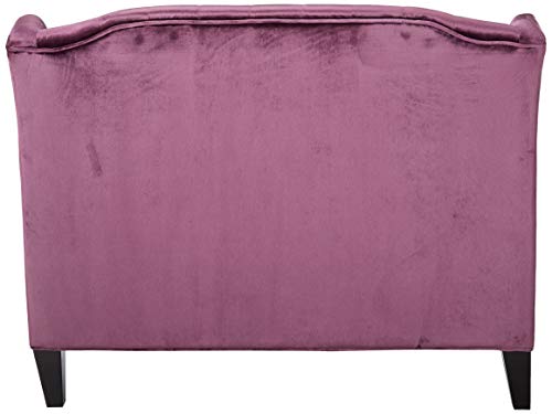 Leona Modern Glam Tufted Velvet Wingback Loveseat, Raisin and Dark Brown