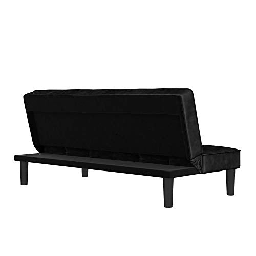 REALROOMS Tyler Futon, Convertible Sofa Bed & Couch, Black Velvet