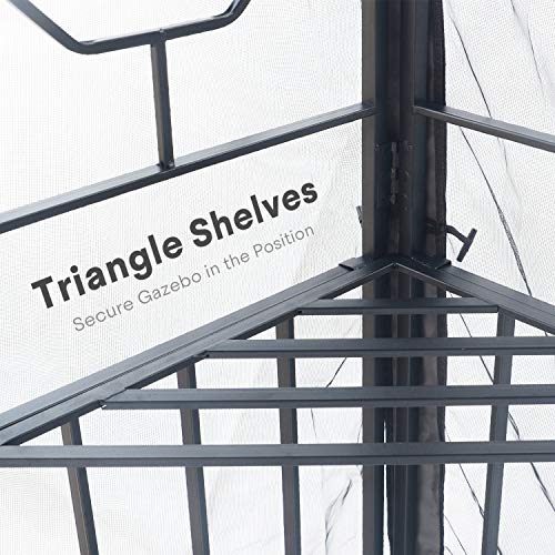 Garden Gazebo Polyester Fabric 10' x 10' Patio Backyard Double Roof Vented Gazebo Canopy with Mosquito Netting, Dark Gray