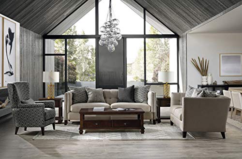 Acanva Modern Tuxedo Living Room Sofa with Linen-Like Tufting Upholstered Nailhead Trim, 84”W Couch, Cream