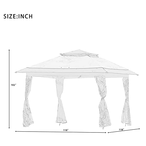 LXYLY Patio Gazebo Canopy with Removable Zipper Netting Outdoor Patio Gazebo Tent for Yard Patio Garden Outdoor Party