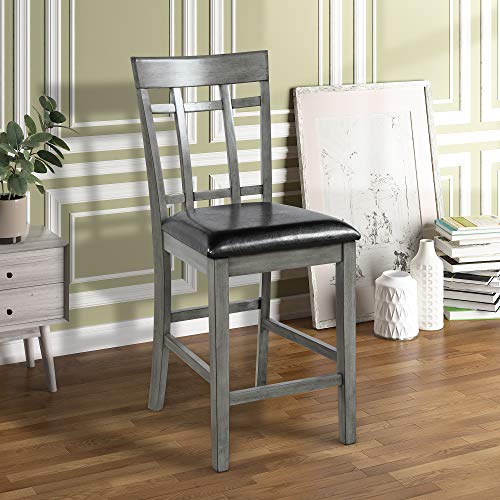 Harper & Bright Designs 5 Piece Wood Dining Table Set, Vintage Rectangular Counter Height Bar Table with 4 Chairs for Dining Room, Pub and Bistro (Antique Graywash)