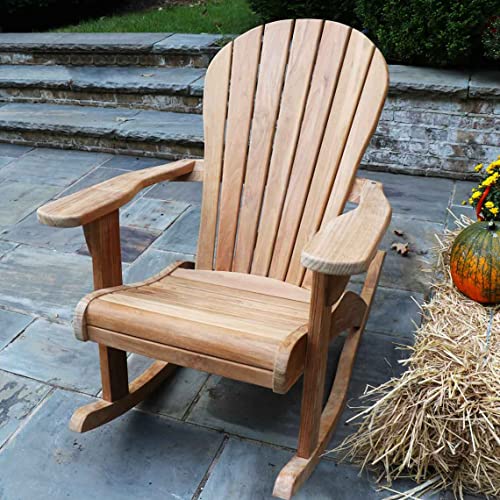 TITAN GREAT OUTDOORS Grade A Teak Adirondack Rocking Chair Indoor Outdoor Patio Solid Wood