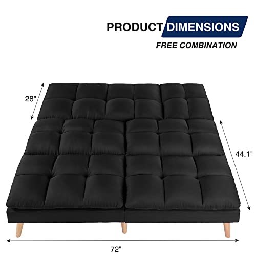SURFLINE Convertible Sectional Sofa Couch L Shaped Couch Reversible Sleeper Sofa for Living Room//Bedroom/Lounge (Black)