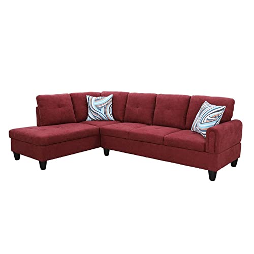 Star Home Living Left Facing Sectional 2 Pieces Set Sofas, Red