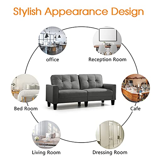 Modern Loveseat Sofa with Solid Wood Frame, Living Room Chair, Couches for Small Spaces, Removable Back Cushion and Easy, Tool-Free Assembly (79.52 inch Sofa, Grey)