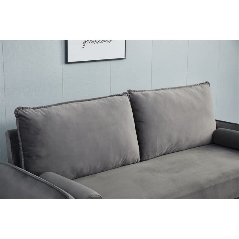 Kingway Furniture Baron Velvet Living Room Sofa in Gray