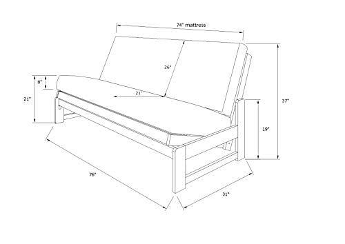 KODIAK FURNITURE Aspen Futon Set with Reclaim Mocha Finish, Suede Gray