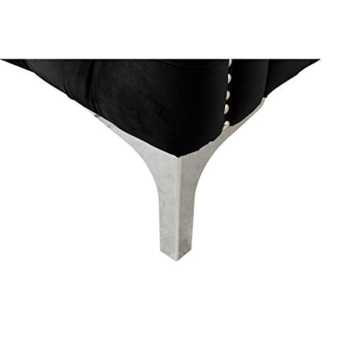 Lilola Home Bayberry Black Velvet Loveseat with 2 Pillows