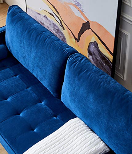 YYAO Living Room Sofa Loveseat Sofa Couch Soft Velvet Modern 2 Seater Sofa Living Room Furniture with Armrest and Pillows,Blue