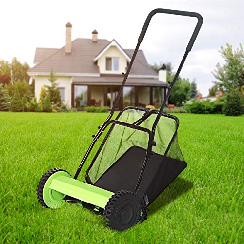 Hand Push Lawn Mower Manual Reel Lawnmower Grass Catch Garden Tool Manchine