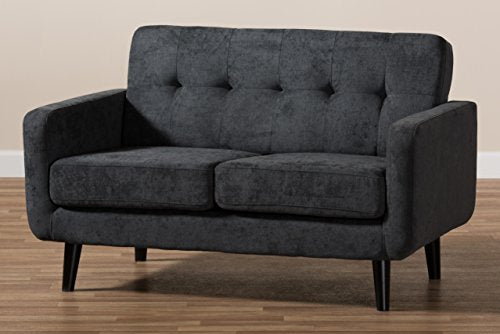 Baxton Studio Carmena Loveseat, Dark Grey