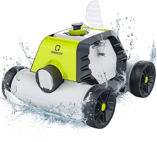 OT QOMOTOP Cordless Robotic Pool Cleaner, Rechargeable Design, Up to 90 Mins Working Time, IPX8 Waterproof, Built-in Water Sensor Technology - Lake Green