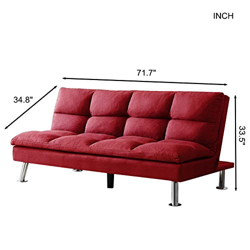 DNIEBW Futon Sofa Bed Convertible Sofa Modern Folding Recliner Lounge Couch Comfortable Sleeper Sofa for Apartment Dorm Hotel Home Office, 72 Inch Long