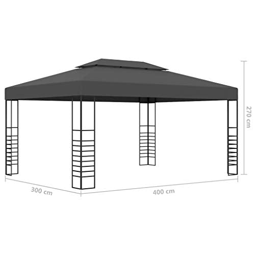 vidaXL Garden Gazebo with Hardware Kits, Outdoor Galvanized Steel Double Roof Permanent Gazebo Canopy 118.1