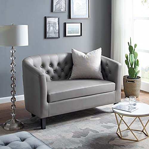 Modway Prospect Upholstered Contemporary Modern Loveseat In Gray Faux Leather