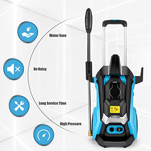 TEANDE Electric Pressure Washer 3800 PSI Smart High Pressure Power Washer 2.8 GPM 1800W Powerful Cleaner Machine , 4 Nozzles, Touch Screen 3 Gear Level,15 Level Pressure(Blue)