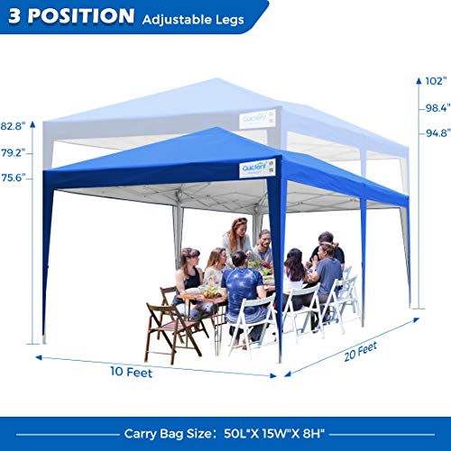 Quictent Privacy 10x20 ft Ez Pop up Canopy Tent Enclosed Instant Shelter Party Tent Event Gazebo with Sidewalls Waterproof (Royal Blue)