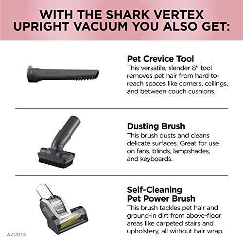 Shark AZ2002 Upright Vacuum Vertex DuoClean PowerFins with Powered Lift-Away Self-Cleaning Brushroll and HEPA Filter, 1 Quart Dust Cup Capacity, Rose Gold
