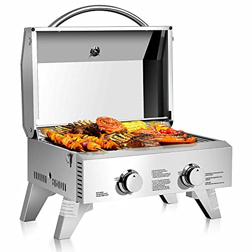 2 Burner Portable Stainless Steel BBQ Tabletop Propane Gas Grill Outdoor Camping • AmaCart LLC