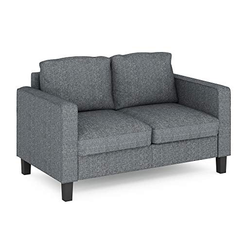 FURINNO Bayonne Modern Upholstered Love Seats, Gunmetal