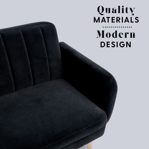 Milliard Futon Sofa Bed, Sleeper Sofa Couch, Black Velvet