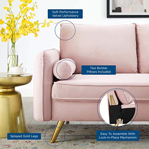 Modway Revive Performance Velvet Loveseat, Pink