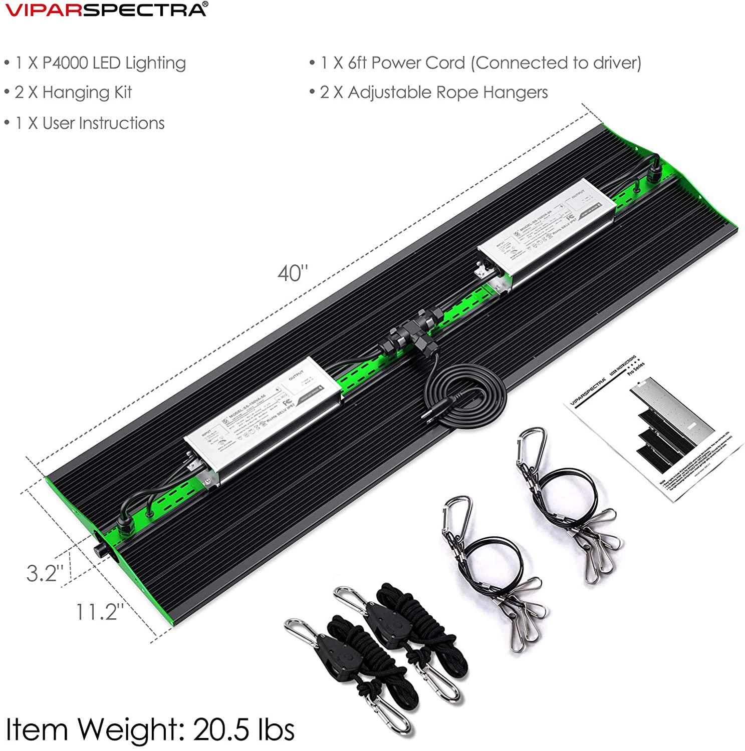 Viparspectra P4000 Full Spectrum 400W LED Grow Light with Upgraded SMD LEDs and Dimmable Plant Light New