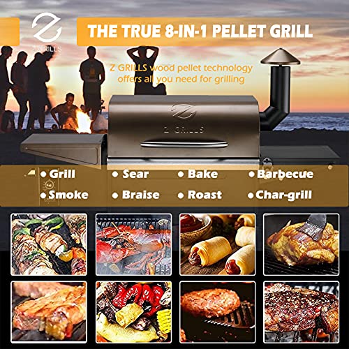 Z GRILLS ZPG-600D 2021 New Model Wood Pellet Grill & Smoker 8 in 1 BBQ Grill Auto Temperature Control, 573 sq.in. ,Cooking Capacity, Bronze
