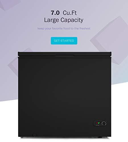 ADT Chest Freezer Free-Standing Freezers 6.8℉ to -4℉ (Black, 7.0 Cubic Feet)