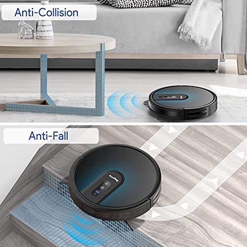 Robot Vacuum and Mop, Bagotte 2000Pa Wi-Fi Robotic Vacuum Cleaner, Gyro Navigation with Mapping System, Works with Alexa and Google Assistant, Boundary Strips, Ideal for Pet Hair, Carpets, Hard Floors