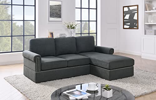 Oadeer Home Modern 83'' Wide L Shaped Modular Sofa with Chaise Sectional, Dark Gray