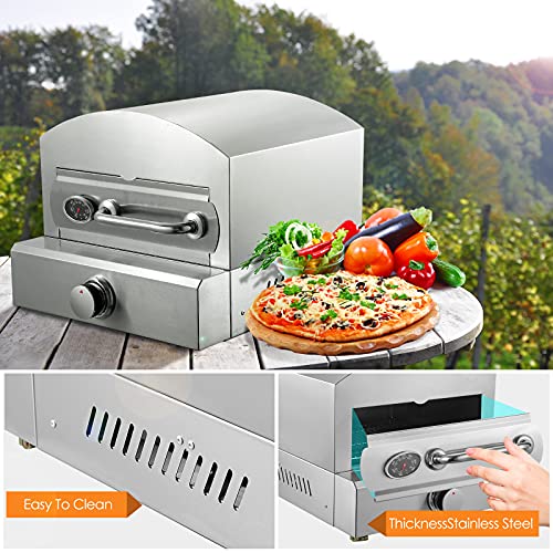 Gas Stainless Steel Pizza Oven,SEAAN Portable 13 inch Pizza Oven,Stainless Steel Pizza Maker For Outdoor Cooking,Portable Pizza Oven
