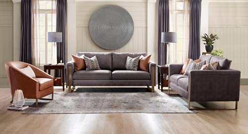 Acanva Luxury Velvet Upholstered Modern Mid-Century Living Room Sofa for Bedroom, Office and Small Space, Grey, 64