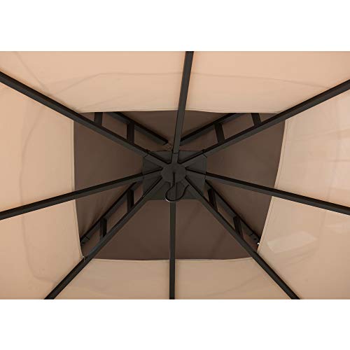 Sunjoy Shelby 9.5x9.5 ft. 2-Tone Steel Gazebo, Tan and Brown